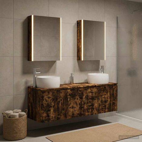 vidaXL Bathroom Cabinet Set 5 pcs Smoked Oak Engineered Wood (1/5)