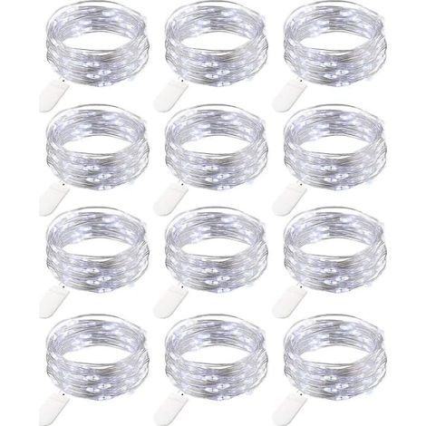 12 mini guirlandes LED à piles, 20 LED fil de cuivre, 2 m guirlande lumineuse alimentée par batterie pour déco de Noël, style cool (1/5)