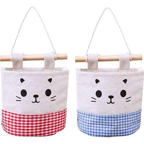 1 Pochette de rangement murale, motif chat, tissu coton lin, imperméable, pour salon chambre cuisine salle de bain (1/5)