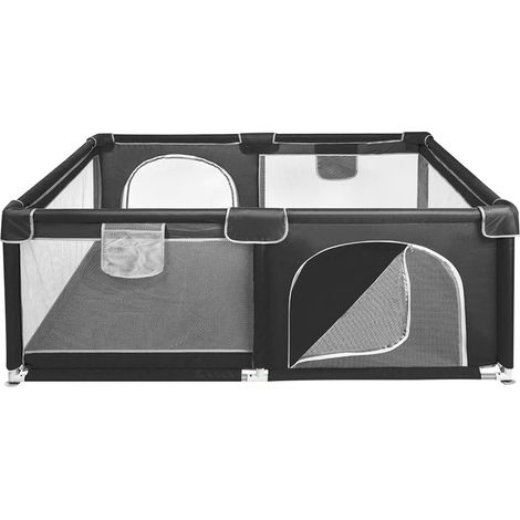 Parque Infantil Bebe Plegable 120 x 160 x 66CM Parque de Juegos para Bebé, Con Malla Transpirable en Los Cuatro Lados y Ventosas, Negro (1/5)