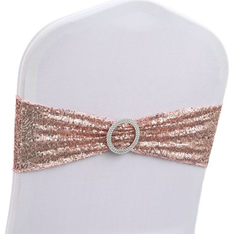 Sash Pour Chaise - Bande Élastique En Spandex À Paillettes - Pour Décoration De Mariage Fête Maison - Lot De 10 (1/5)