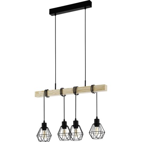 Suspension luminaire, lustre à 4 lampes, abat-jour (1/5)