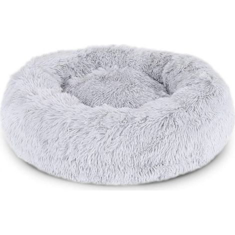 Coussin rond chien chat panier donut Ø 60 cm extérieur gris clair, lit moelleux pour animaux, niche cosy, 1 pièce (1/5)
