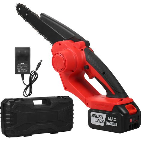 Irovami Mini tronçonneuse 8″ 20cm – 3Ah, 1h autonomie – Idéal pour coupe bois, élagage, jardin (1/5)