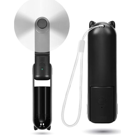 Mini ventilador de mano，ventilador USB portátil con batería para viajes (negro) (1/5)