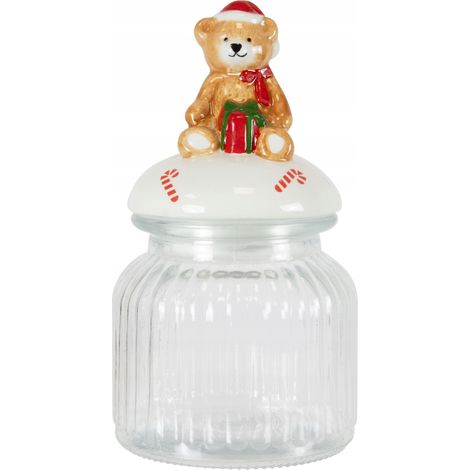 Tarro para galletas navideñas de 700 ml con tapa de cerámica OSO DE PELUCHE (1/5)
