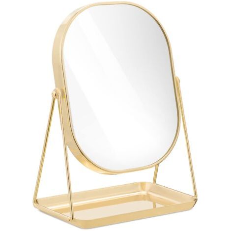 BUNTHAUS Miroir Cosmétique avec Plateau - Miroir à Poser 18 x 22,6 cm pour Maquillage avec Plateau à Bijoux - pour Chambre Coiffeuse Salle de Bain, 2x agrandissement (1/5)