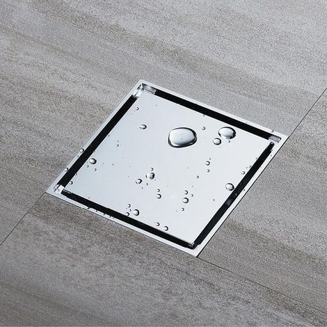 Brass Deodorizing Shower Floor Drain Large Flow Invisible Square Shower Drain with Brass Deodorant Core, Brushed Nickel (100 × 100 mm)