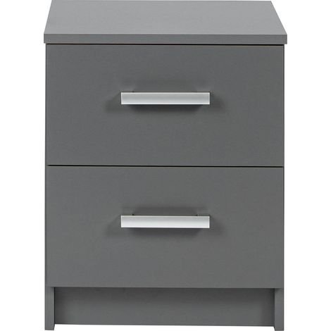 ZEINE - Chevet 2 Tiroirs Coloris Gris Graphite (1/5)