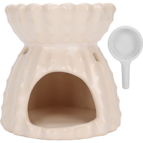 Brûleur d'Huiles Essentielles en Céramique Blanc - Décoration Maison, Lampe Aromathérapie et Support Bougie (1/5)