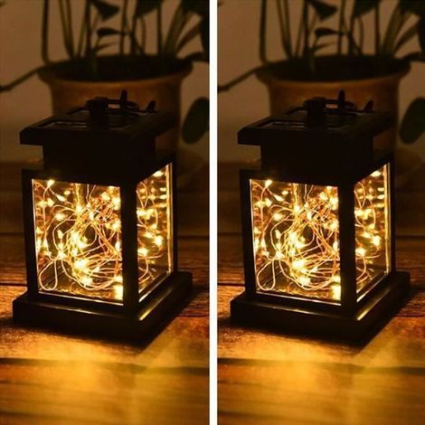 2pcs 30 led Lampe de jardin solaire, Lampe solaire exterieur, Lanterne solaire led exterieur a suspendre, Applique solaire