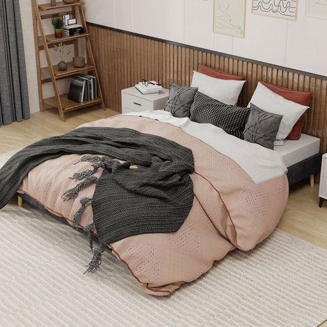 Lit adulte 160x200CM, design moderne, velours hollandais, structure bois robuste, rangement sous le lit (1/5)