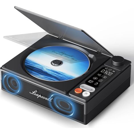 Lecteur CD Portable, avec Haut-Parleur Baladeur CD Portable Bureau Rechargeable Poste CD Vintage Lecteur CD avec écran LCD FM USB AUX Optique Noir (1/5)