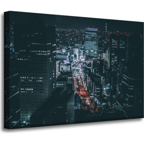 Leinwanddruck „Architektur Tokios bei Nacht“, 70 x 50 cm