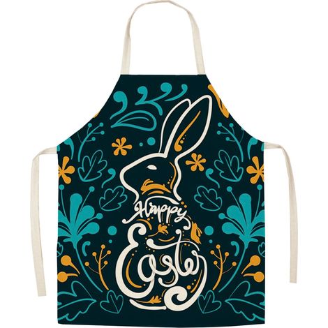Tablier De Cuisine - Polyester Imprimé Thème Pâques - Pour Adulte - Usage Multifonctionnel En Intérieur Et En Extérieur - 65 x 75 cm - 1 Pièce (1/5)