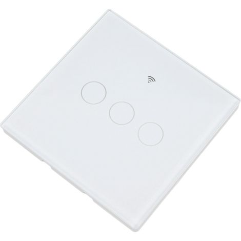 Intelligenter WLAN-Schalter, 3-fach, Typ 86, Wand-Touch-Schalter mit verstärkter Glasfront, EU-Stecker, 100–240 V, Weiß (1/5)