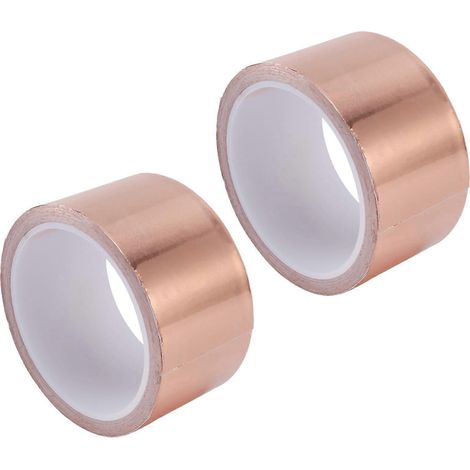 2 rouleaux de ruban adhésif en cuivre (50 mm x 10 m) résistant aux interférences électromagnétiques (EMI)en feuille de cuivre. (1/5)