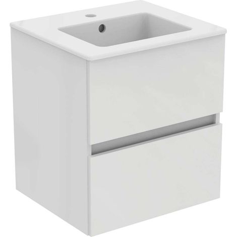 Ideal Standard Eurovit - Waschtisch mit Unterschrank, 55x50x44 cm, 2 Auszüge, weiß glänzend R0571WG