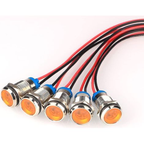 Lot de 5 lampes de signalisation LED étanches en métal, 10 mm, 230 V CA (jaune) (1/5)