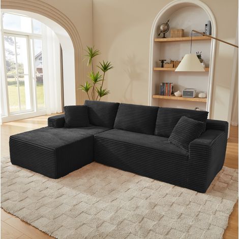 Divano angolare modulare a L in memory foam, nero, 252,5 x 163 x 65 cm (1/5)
