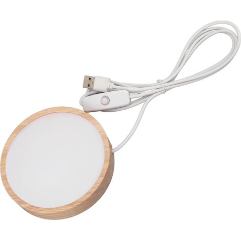 Socle lumineux LED RGB rond en bois pour objets d'art en acrylique, verre ou résine. (1/5)