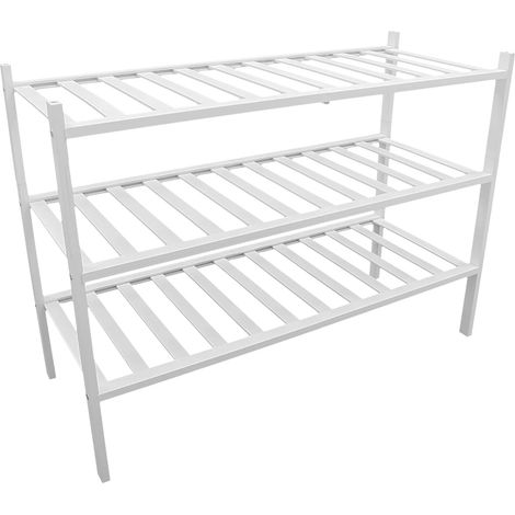 3-stöckiges freistehendes Schuhregal aus weißem Bambus, für Foyer, Eingangsbereich, Blumenzimmer, Waschküche, Schlafzimmer (27" x 11" x 20")
