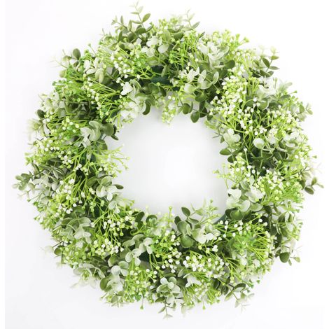 [JAMAIS UTILISÉ]Couronne en plastique, simulation de plante verte, grande couronne d'eucalyptus, décoration de porte américaine, décoration (1/5)