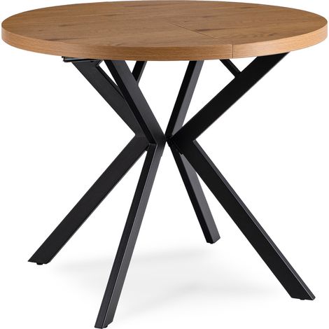 Table ronde extensible 90-190 cm Chêne doré/Noir Loft (1/5)