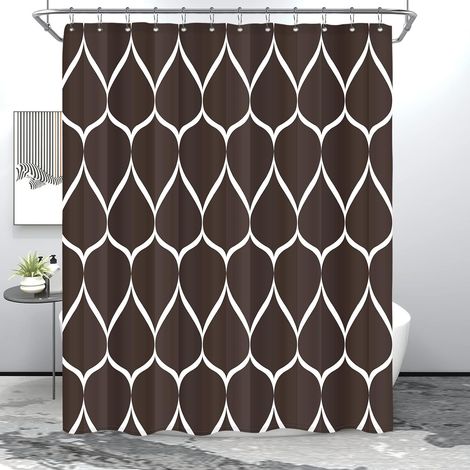 Rideau de douche en tissu chocolat de 183 x 183 cm, imperméable, en polyester à séchage rapide, pour salle de bain, durable et lavable avec 12 crochets métalliques (1/5)
