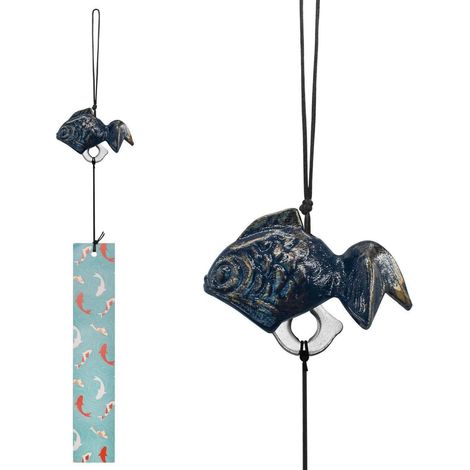 Japanisches Windspiel Gusseisen Goldfisch Feng Shui Glocke für Garten & Wohnraum
