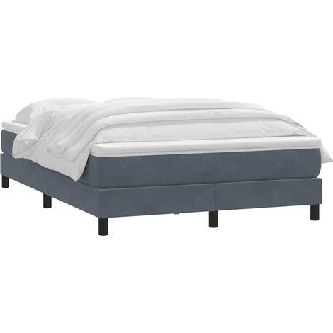 Giroletto a Molle con Materasso Grigio Scuro 160x210 cm Velluto vidaXL (1/4)