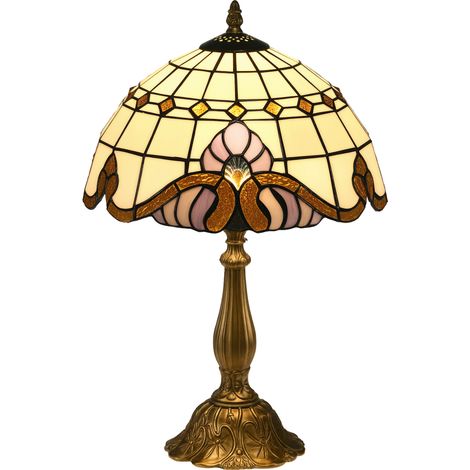 Stained Glass Table Lamp, Handmade Antique Bedside Lamp, Decorative Night Light for Bedroom, Living room, Home, Nightstand (1/5)