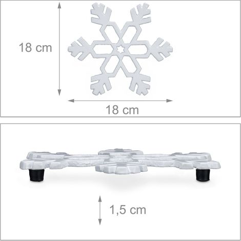 Lot de 2 dessous-de-plat en forme de flocon moderne pratiques cuisine 20 x 20 cm en fonte noire (1/3)