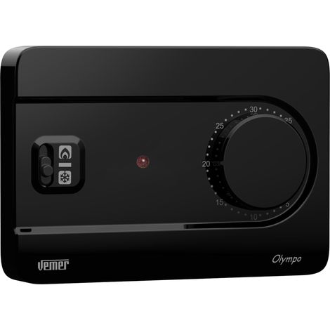 VEMER VE757400 OLYMPO - Termostato Ambiente da Parete con Manopola, Alimentazione a Batterie, Nero (1/2)