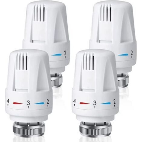 Set mit 4 Thermostatventilen für Heizkörper, CJBIN Thermostatkopf M30 x 1,5, Thermostatventil für Heizkörper in Haus und Büro, Ersatz für Heizkörperthermostate