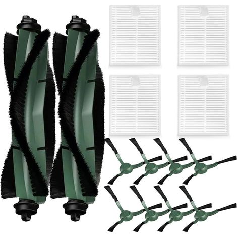 Kit di accessori da 14 pezzi per iRobot Roomba Essential Series Q052-Vac2 105 Q0120 Y0140 Y0110 Q011 Robot aspirapolvere, 2 spazzole rotanti, 8 spazzole laterali e 4 filtri HEPA