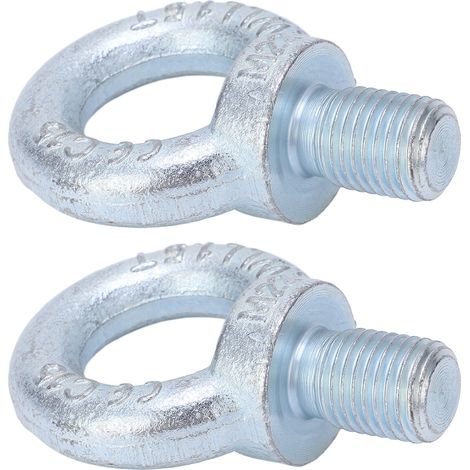 Lot de 2 vis à oeil à anneau acier carbone zingué blanc filetage profond pour levage M22 (1/5)
