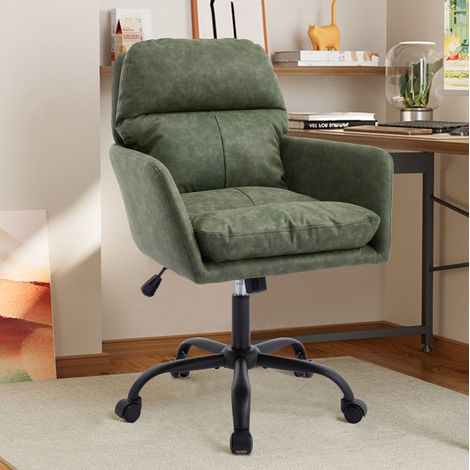 Sedia imbottita in PU verde con struttura in metallo OKMYHOME (1/5)