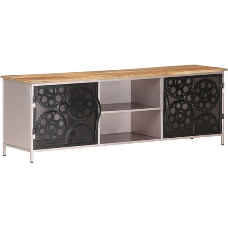 Meuble TV 120x30x40 cm en bois de manguier brut