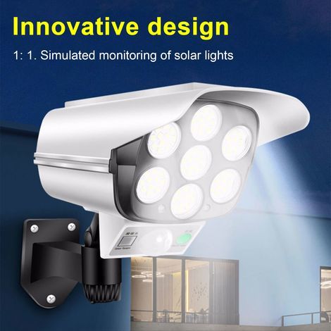 Projecteur Solaire LED Toivize 77 LEDs 200lm IP65 Caméra Factice Détecteur Mouvement Télécommande Éclairage Extérieur Jardin (1/3)