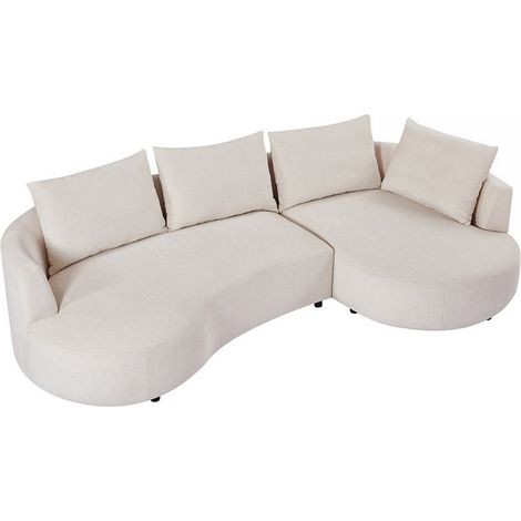 Divano in Velluto testurizzato Beige - Angolo a destra - LOUSADO