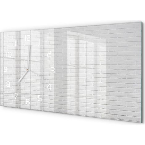 Horloge Murale Originale 60x30 cm Verre Trempé Cadeau Maison Moderne Mur de briques (1/5)