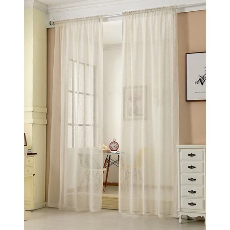 Woltu – Rideaux semi-transparents 2 pièces 140x245cm en polyester – Décoration élégante pour salons et chambres – Installation facile – VH5859CM2 (1/5)