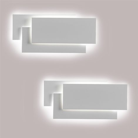 Weiß Wandlampe LED, 24W Moderne IP44 Wandleuchte Innen Für Schlafzimmer Wohnzimmer Kaltes Weiß 2PCS (1/5)