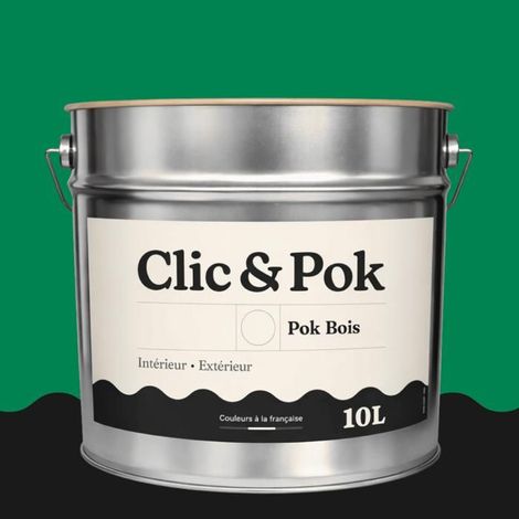 Peinture Bois Extérieur – POK BOIS - 10L - RAL 6024 - Vert signalisation- Résistante aux intempéries - Ne s'écaille pas