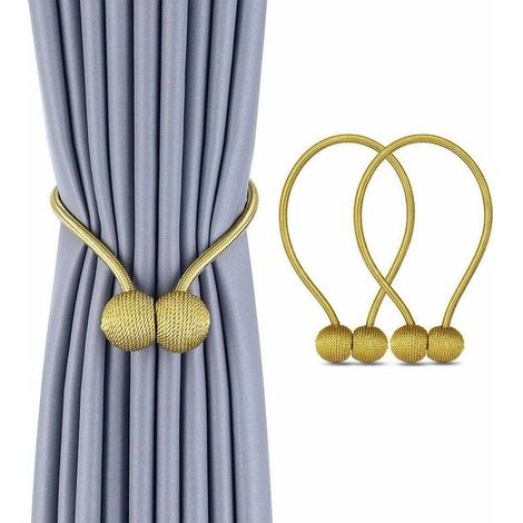 Packung magnetische Vorhang-Raffhalter für Vorhänge, Gardinen, Wohnzimmer- und Bürodekor, kein Werkzeug erforderlich (Gold)