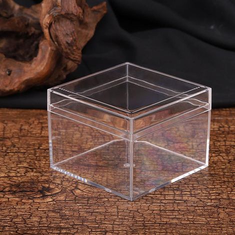 10 boîtes à bonbons en acrylique transparent de 8 x 8 x 6 cm, en plastique de qualité alimentaire, pour chocolats et emballages de mariage. (1/5)