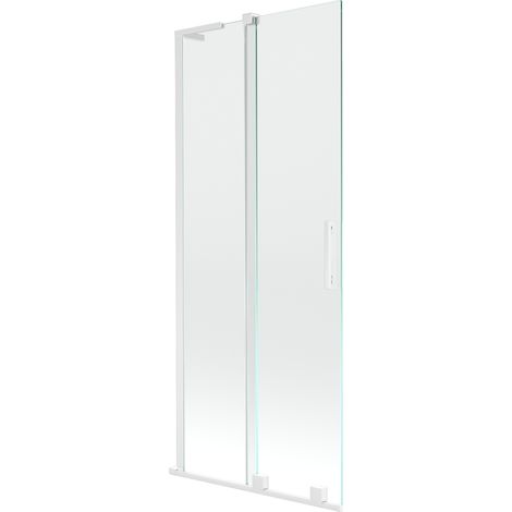 Mexen Velar L paroi de baignoire 2 volets coulissants 85 x 150 cm, transparent, blanc - 896-085-003-01-20 (1/2)