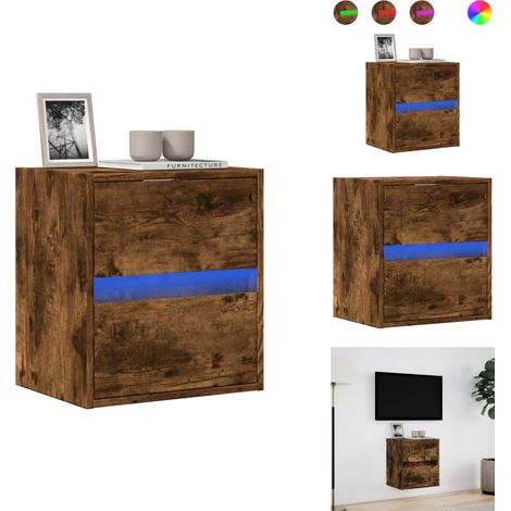 Meuble TV mural avec lumières LED chêne fumé 41x31x45 cm - Meuble TV Mural - Meubles TV Muraux - Meuble TV Suspendu Au Mur - Meuble TV Flottant (1/5)