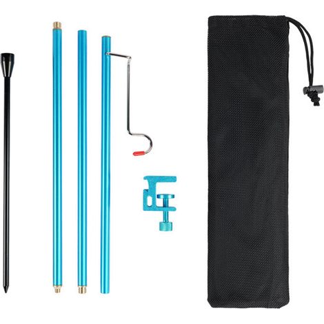 Perche à lumière de camping en alliage d'aluminium, pliable double usage avec clous, pour table et sol, extérieur pique-nique bleu (1/5)